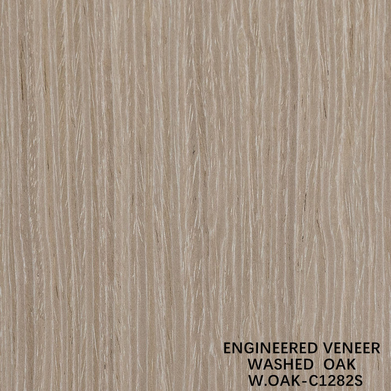 ورق روکش چوب مهندسی شده بلوط شسته شده ویژه دانه مستقیم 2500-3200 میلی‌متر پشت‌دار برای روکش درب W.OAK-1282S / 1282C / 1327S